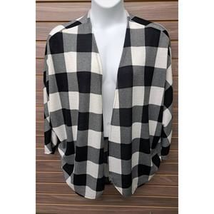NEW PERFECT PEACH women's plaid cardigan in black & white